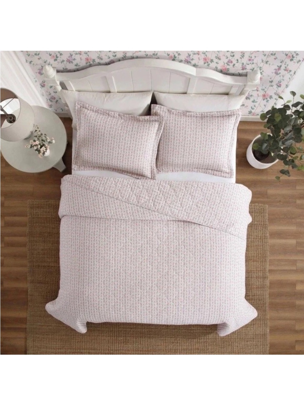 Pink Floral Striped KING 3 Pc. Quilt Set ~ 100% Cotton ~ Timeless All Seasons - Picture 12 of 16